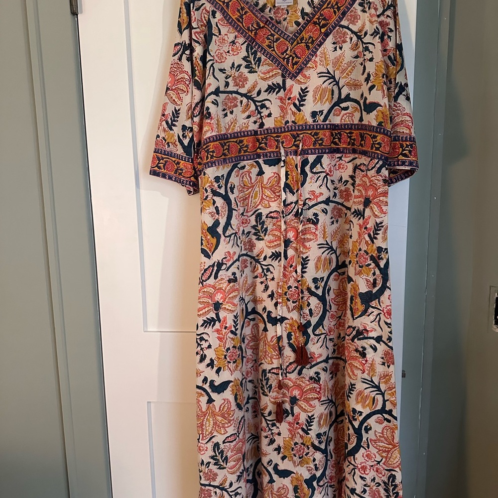 Bohemian Floral Maxi Dress with V-Neck